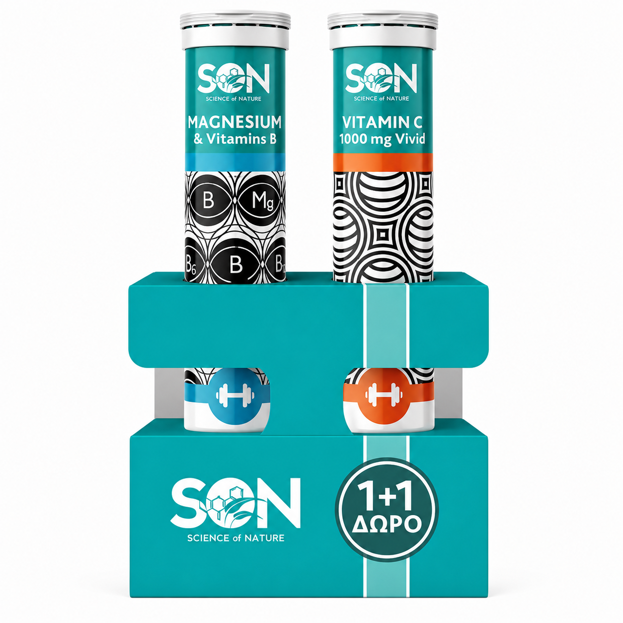 SON Magnesium&Vitamins B+Vitamin C 1000mg Vivid 20+20 Effervescent Tablets