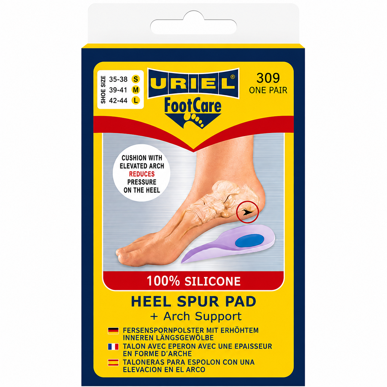 URIEL 309 Silicone Heel Spur Pad with Arch Support