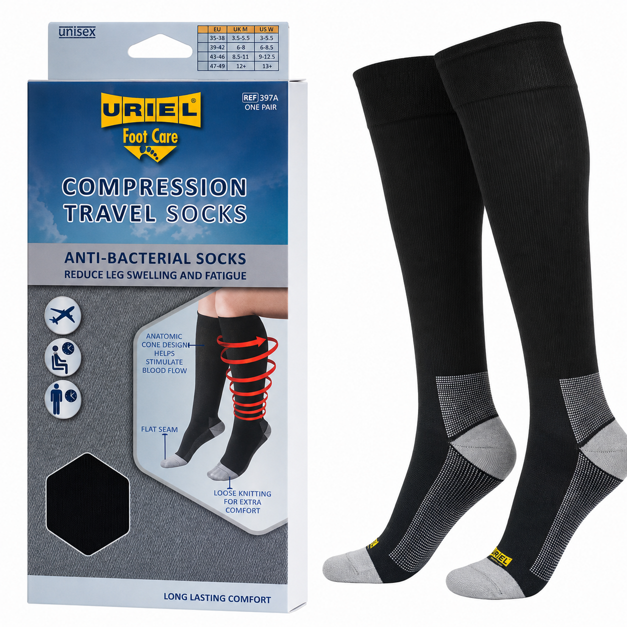 URIEL 397 Compression Travel Socks