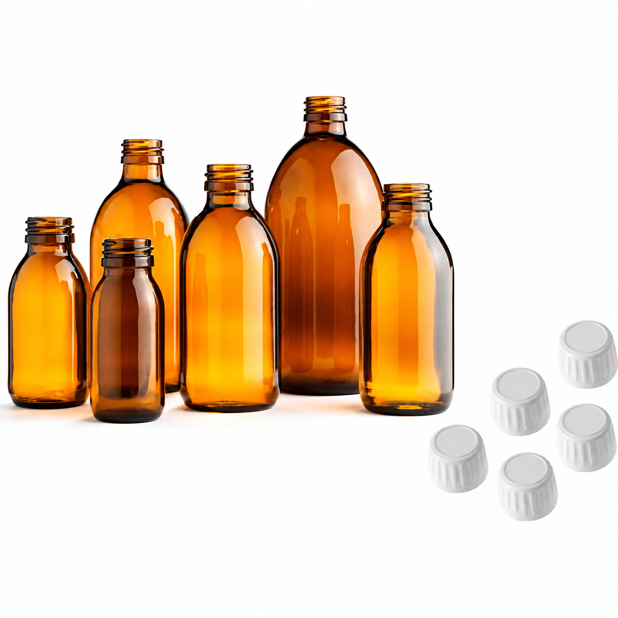 GLASS BOTTLES WITH SAFETY CAPS 6PCS / 3PCS