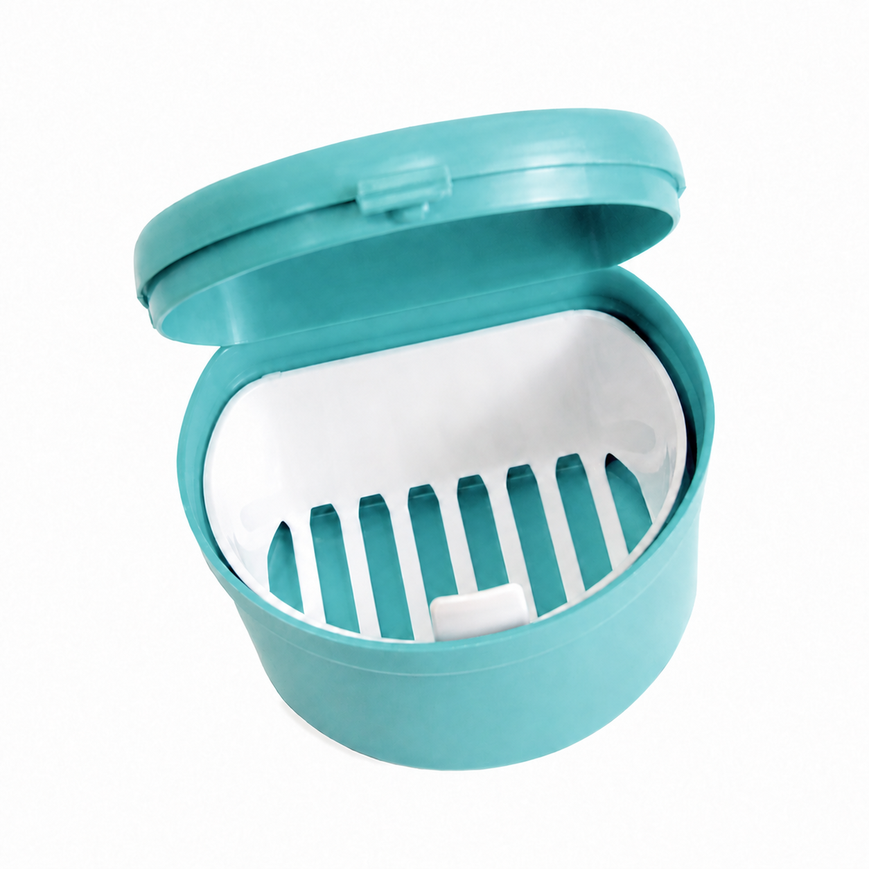 PLASTIC DENTURE CASE WITH REMOVABLE BASKET