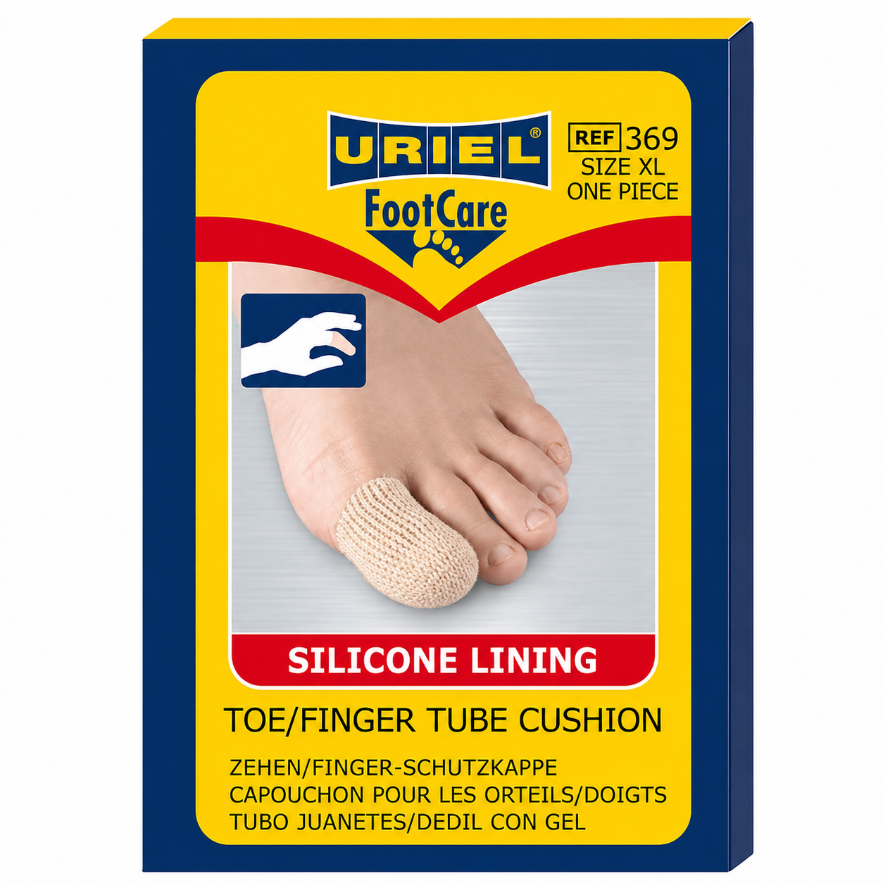 URIEL 369XL Toe/Finger Tube Cushion with Silicone Lining