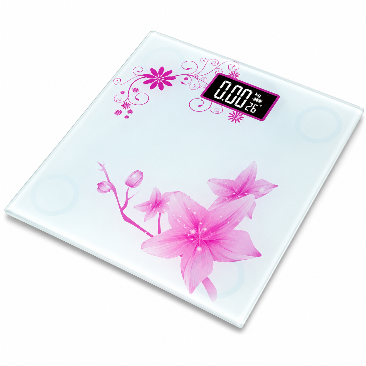 DIGITAL GLASS BATHROOM SCALE FLOWERS