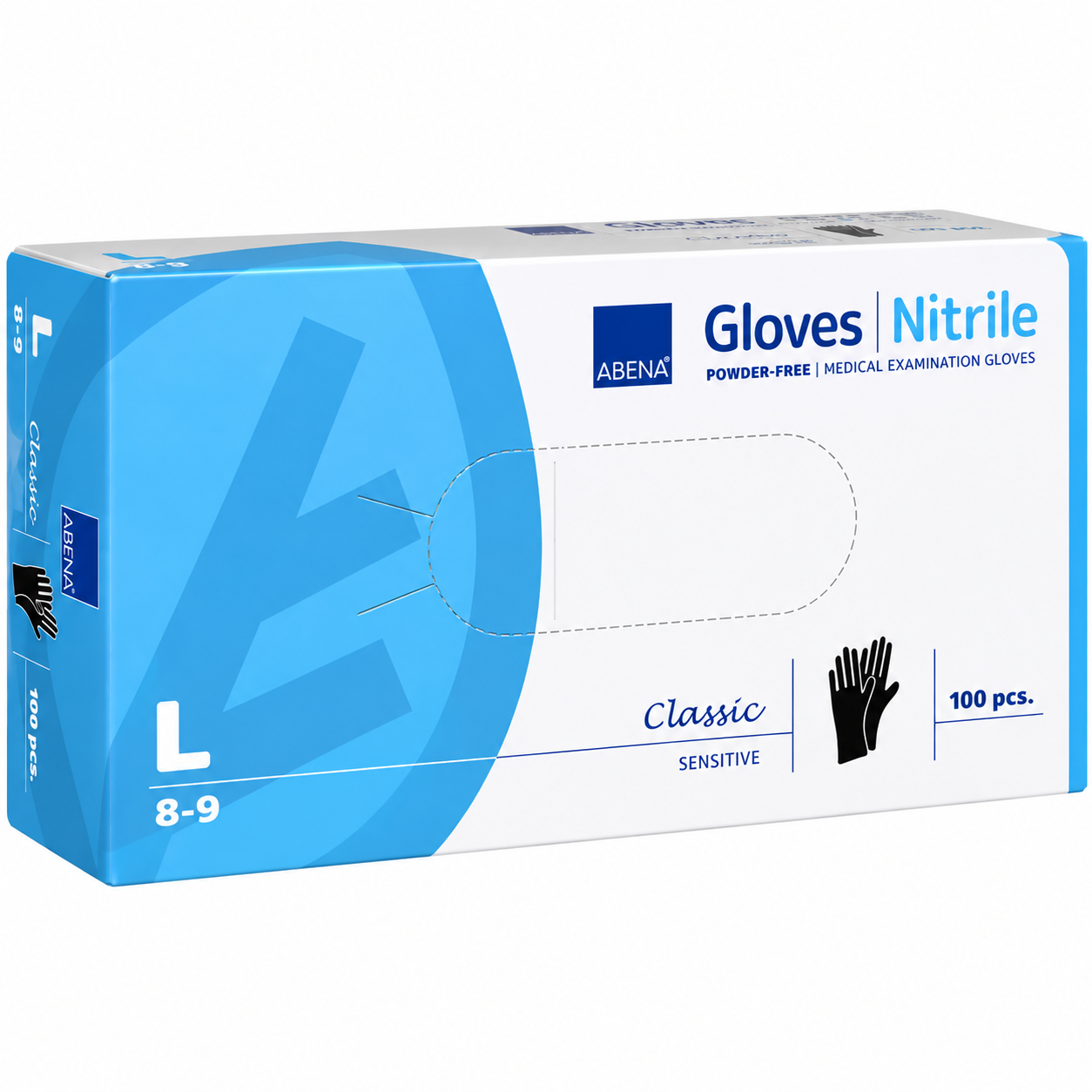 ABENA CLASSIC SENSITIVE NITRILE EXAMINATION GLOVES POWDER-FREE BLACK 100PCS