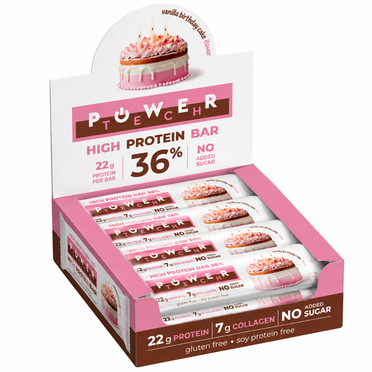 POWER TECH HIGH PROTEIN BAR VANILLA BIRTHDAY CAKE