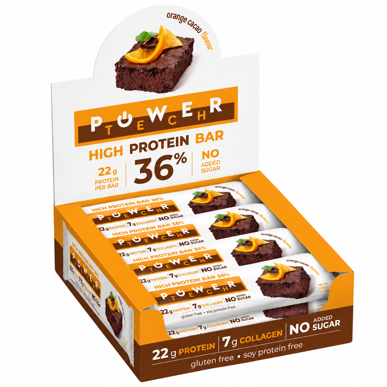 POWER TECH HIGH PROTEIN BAR ORANGE CACAO 60g