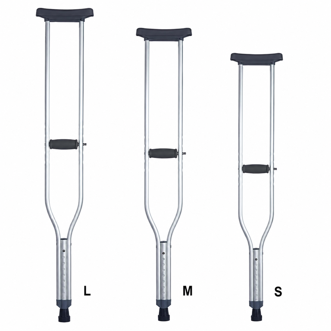 RARUS ADJUSTABLE METAL UNDERARM CRUTCHES-PAIR(S-M-L)