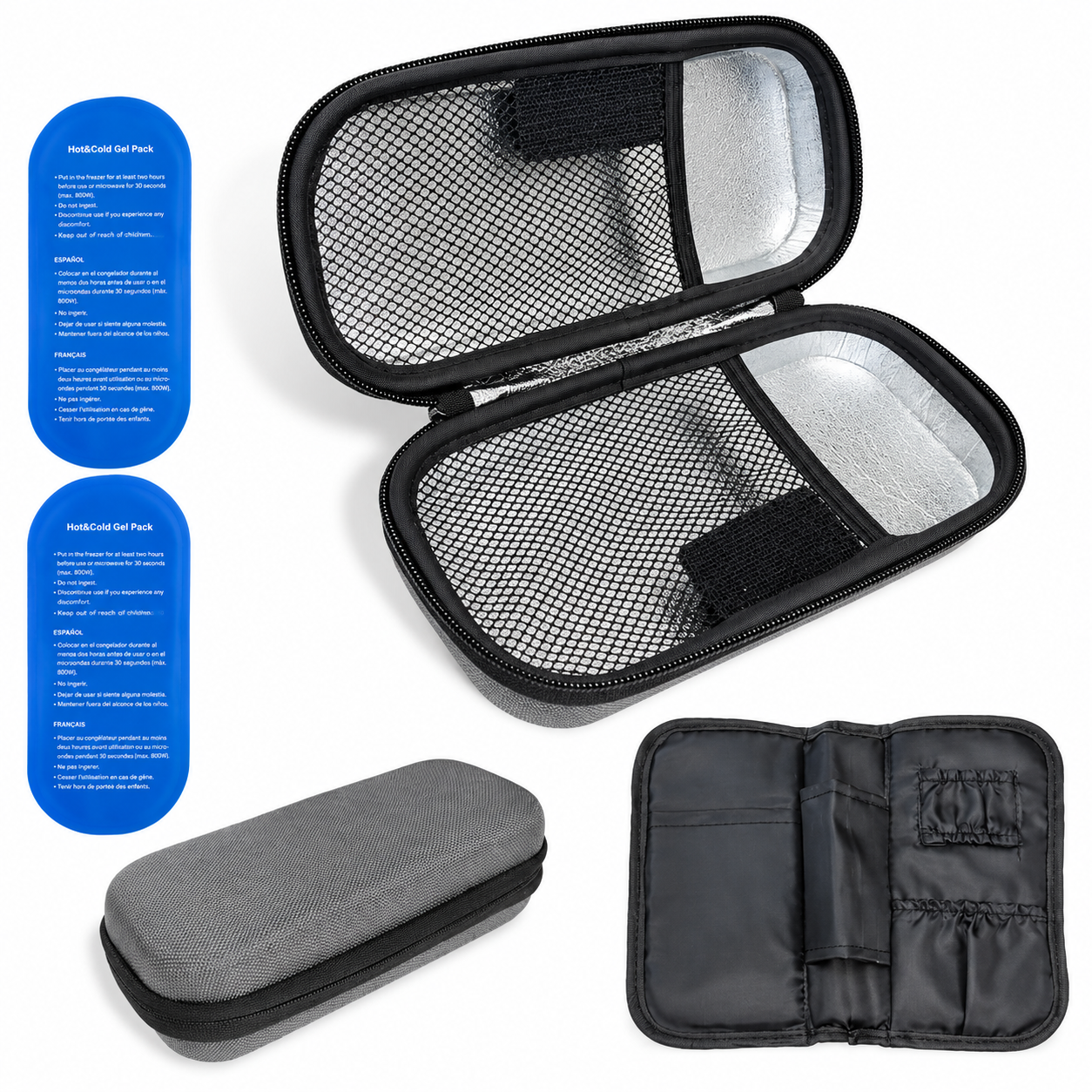 RARUS HARD INSULATED DIABETES TRAVEL CASE WITH INTERNAL COMPARTMENT & 2 ICE PACKS