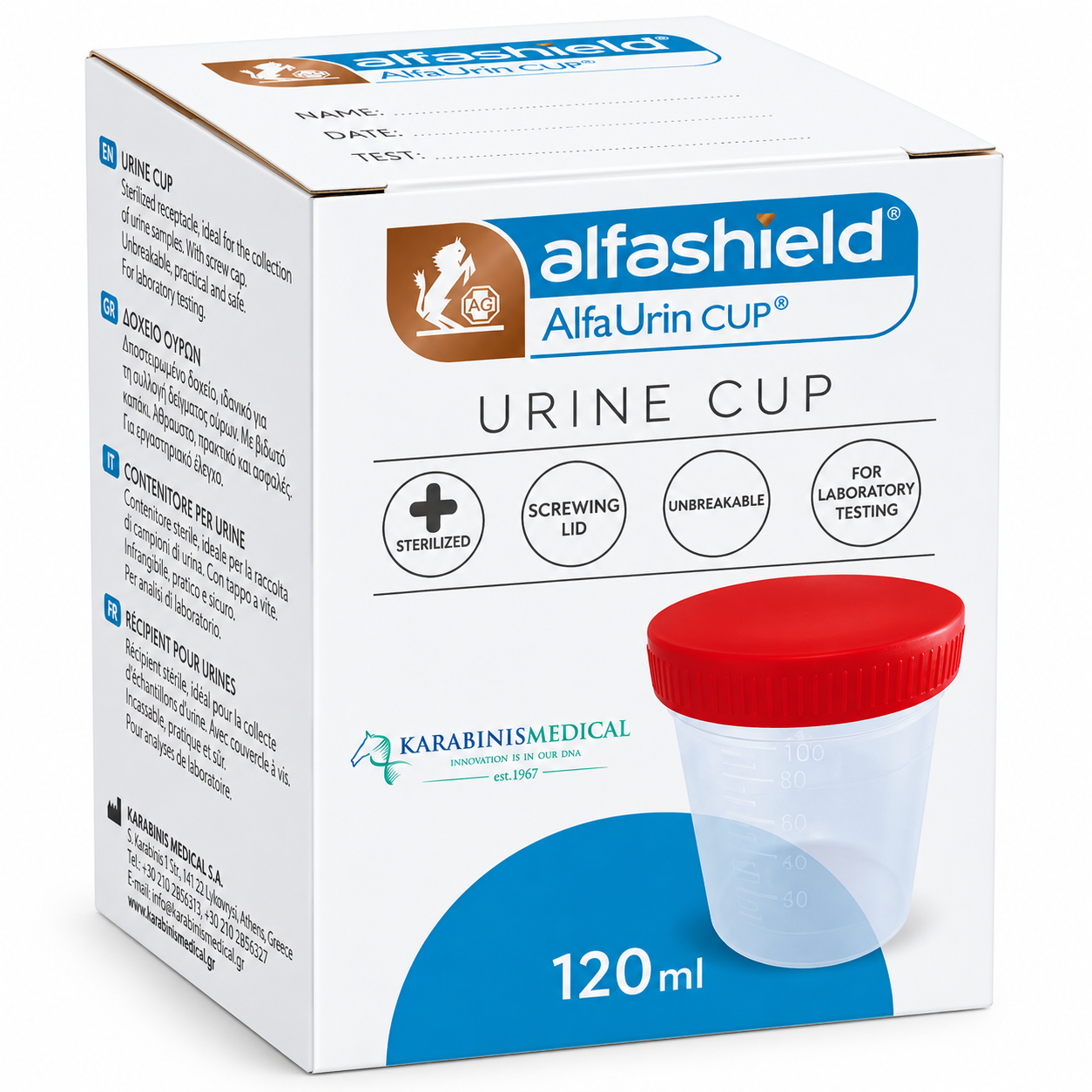 ALFASHIELD ALFA STERILE URINE CUP 120ml