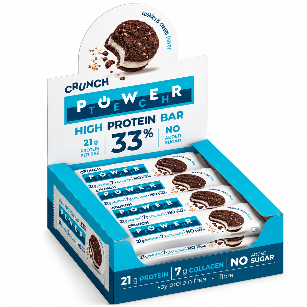 POWER TECH HIGH PROTEIN BAR CRUNCH COOKIES & CREAM 65g