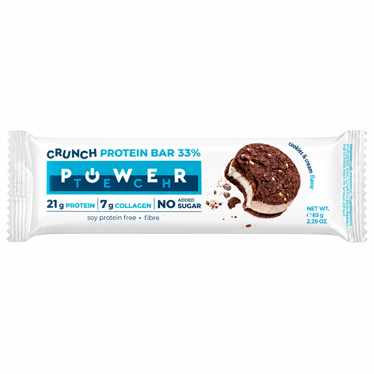 POWER TECH HIGH PROTEIN BAR CRUNCH COOKIES & CREAM 65g - Image 2